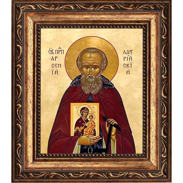 

Арсений Латрийский, преподобный игумен. Икона на холсте.