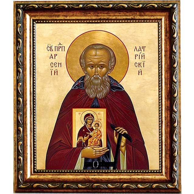 

Арсений Латрийский, преподобный игумен. Икона на холсте.