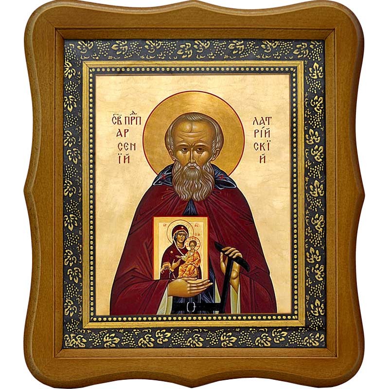 

Арсений Латрийский, преподобный игумен. Икона на холсте.