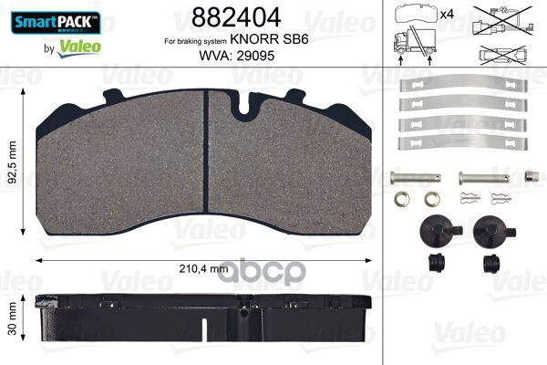 

Колодки Дисковые 29 095 210.4x92.5x30 Без Прижимных Пластинmb, Man, Bpw, Saf, Sm Vl882404