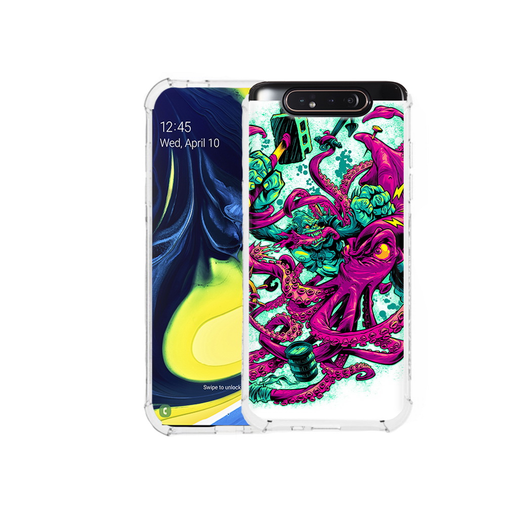 

Чехол MyPads Tocco для Samsung Galaxy A80 фиолетовый кракен (PT128473.599.657), Прозрачный, Tocco