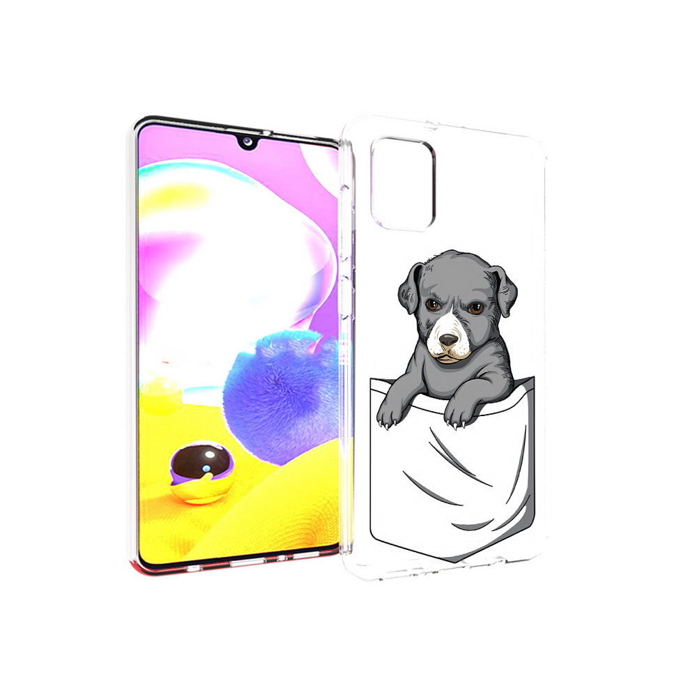 

Чехол MyPads Tocco для Samsung Galaxy A31 собачка в кармане (PT146911.482.611), Прозрачный, Tocco