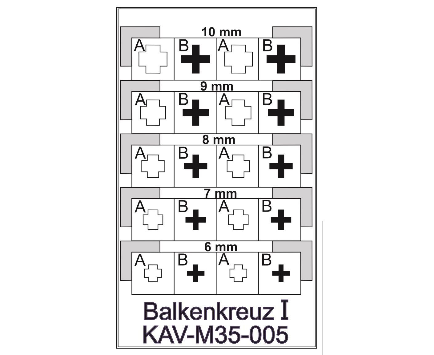 Трафарет KAV models 1/35 Балочный крест Balkenkreuz тип 1 M35 005