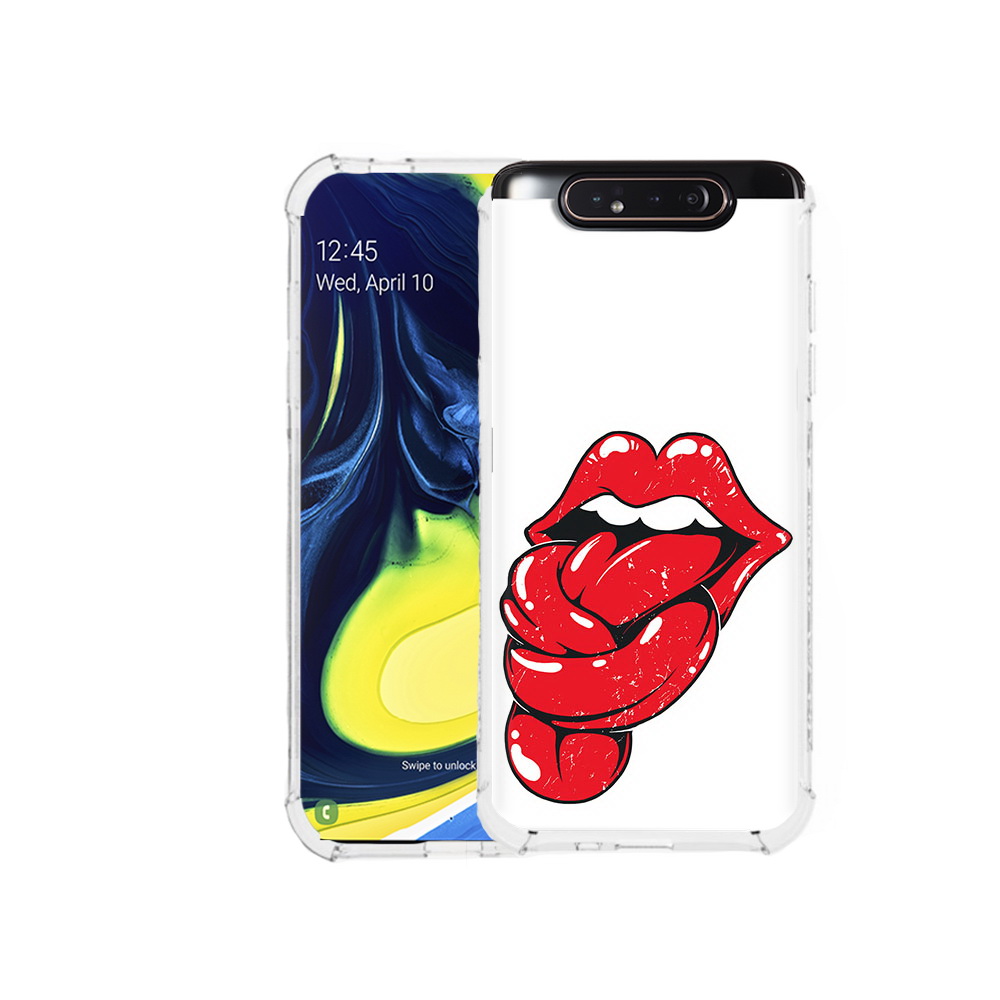 

Чехол MyPads Tocco для Samsung Galaxy A80 яркие губы с языком (PT128473.599.705), Прозрачный, Tocco