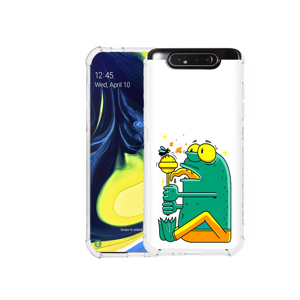 

Чехол MyPads Tocco для Samsung Galaxy A80 Зеленая лягушка с чупа чупсом (PT128473.599.85), Прозрачный, Tocco