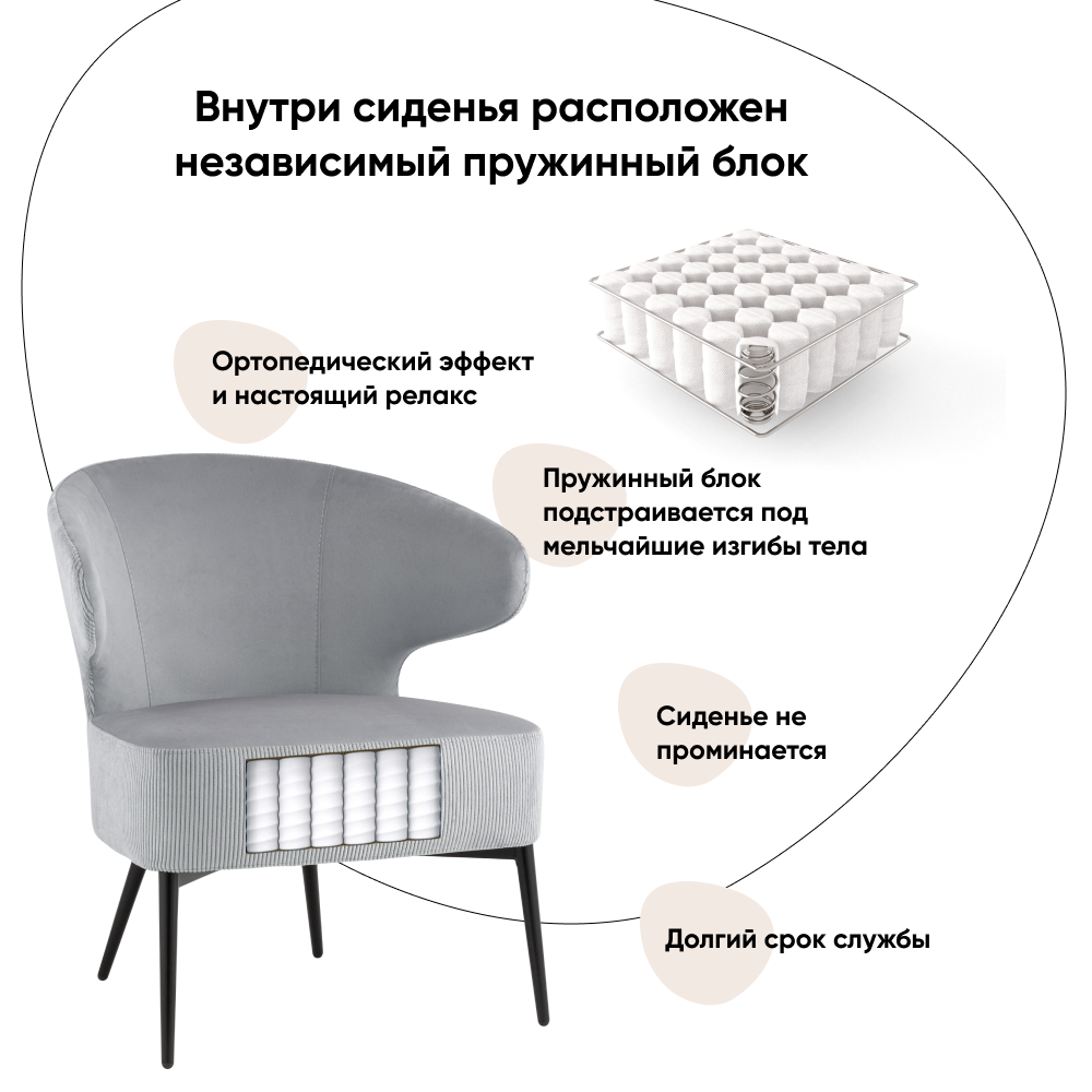 

Кресло лаунж Royal Stripes Stool Group велюр серый, Royal Stripes