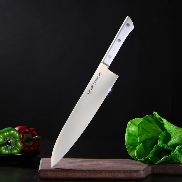 

Нож кухонный Samura HARAKIRI, шеф, лезвие 24 см, белая рукоять, Samura HARAKIRI