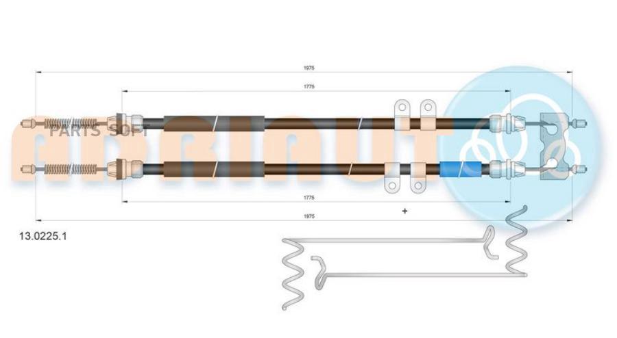 

ADRIAUTO 1302251 AD13.0225.1_[4419301] !трос ручника\ Ford Transit 03 drum большое соедин