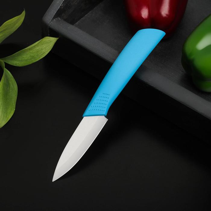 

Нож керамический «Симпл», лезвие 8 см, ручка soft touch, цвет синий, Ножи керамические "Симпл"