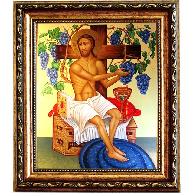 

Христос Виноградная Лоза. Икона Иисуса Христа на холсте.