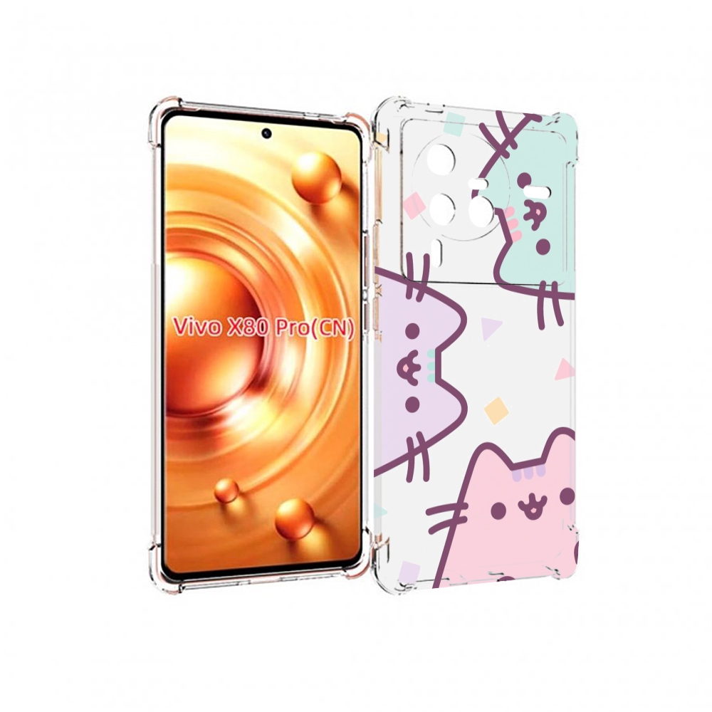 

Чехол MyPads котики зеленый фиолетовый розовый женский для Vivo X80 PRO, Прозрачный, Tocco