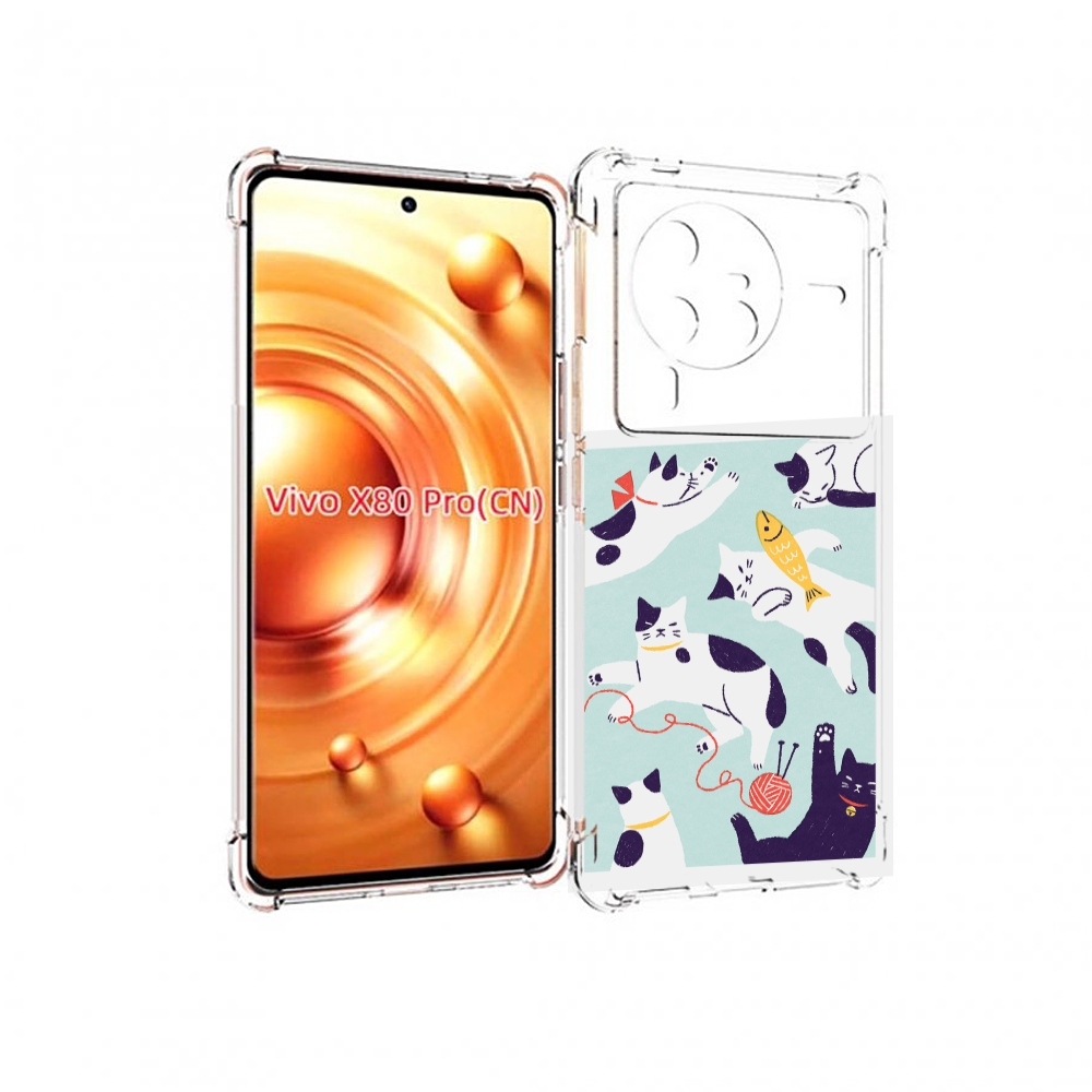 

Чехол MyPads коты-с-клубками для Vivo X80 Pro, Прозрачный, Tocco