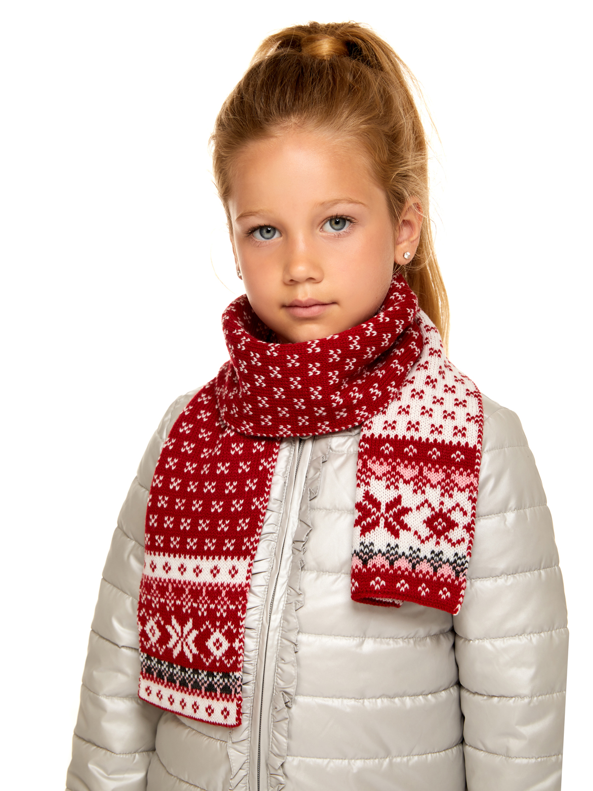 

Шарф детский Scandica Mia белый/красный One Size, 087SCAG