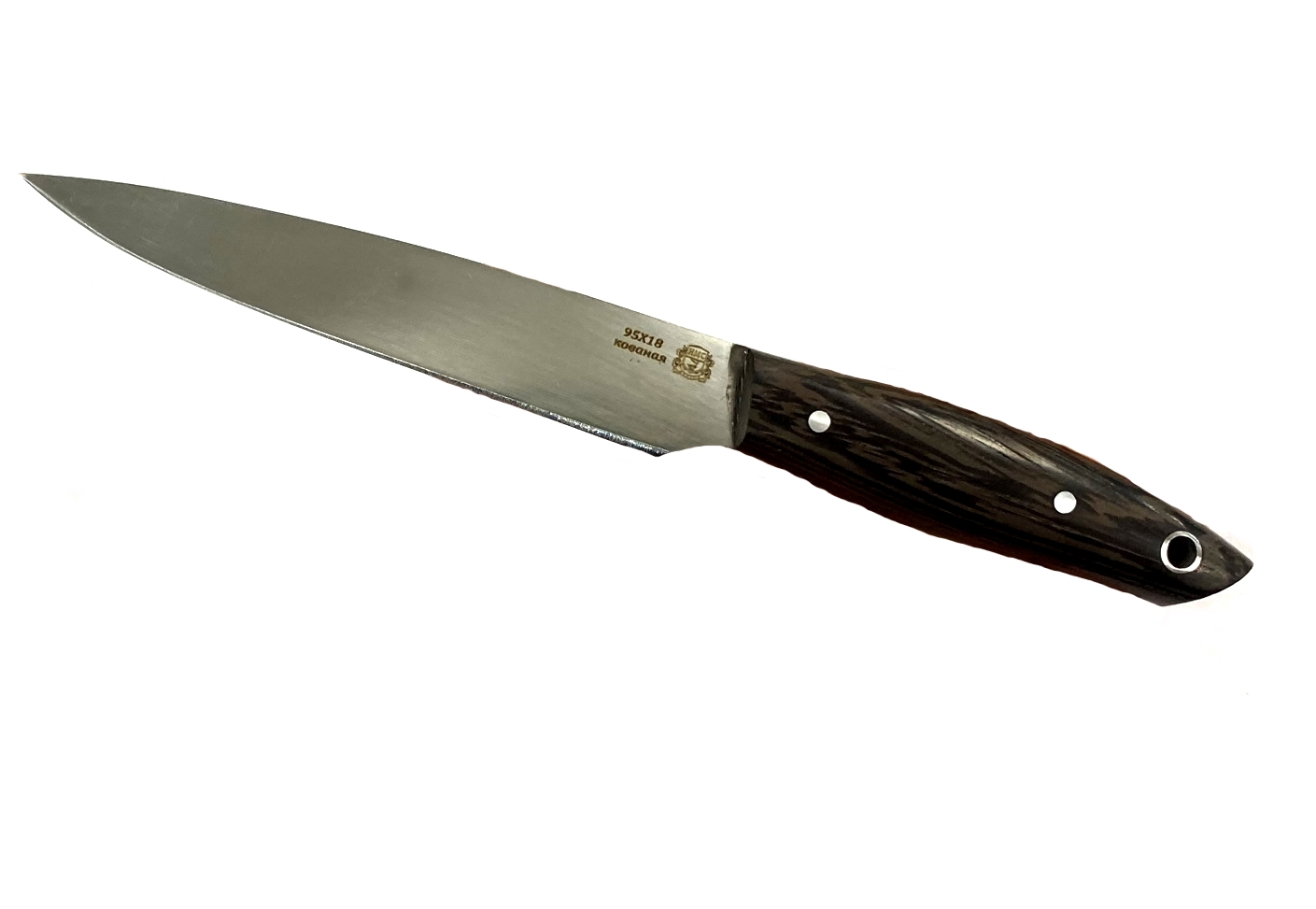 Нож Мастерская Сковородихина Овощной, цельнометаллический 95Х18, венге