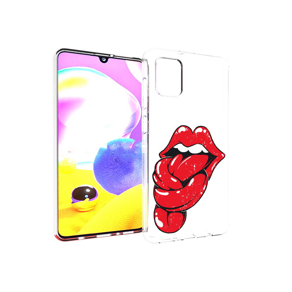 

Чехол MyPads Tocco для Samsung Galaxy A31 яркие губы с языком (PT146911.482.705), Прозрачный, Tocco