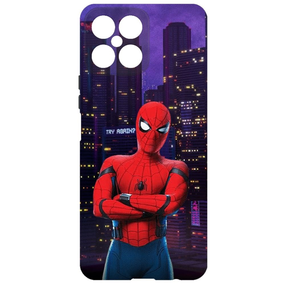 

Чехол-накладка Krutoff Soft Case Человек-Паук. На крыше для Honor X30i черный