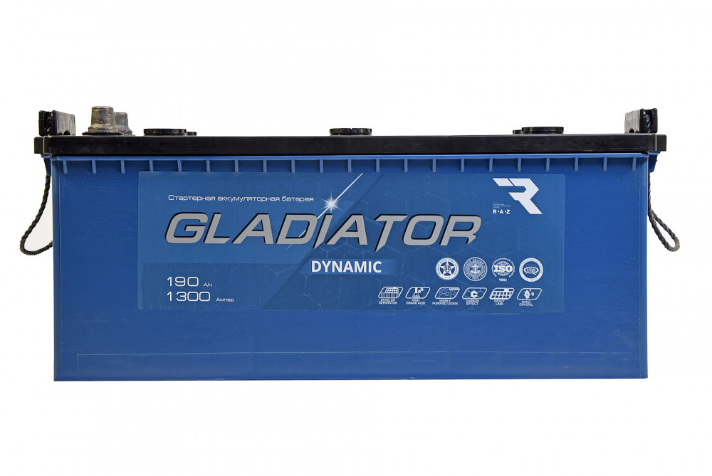 Аккумулятор автомобильный  GLADIATOR Dynamic 190Ah ПП 1300А (болт)