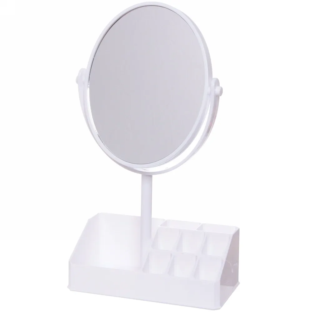 Зеркало настольное с органайзером для косметики Beauty, цвет белый, 31*18см