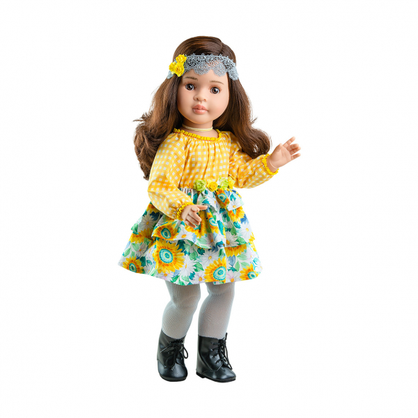 фото Кукла paola reina лидия в желтом платье с кружевной повязкой, шарнирная, 60 см 06566