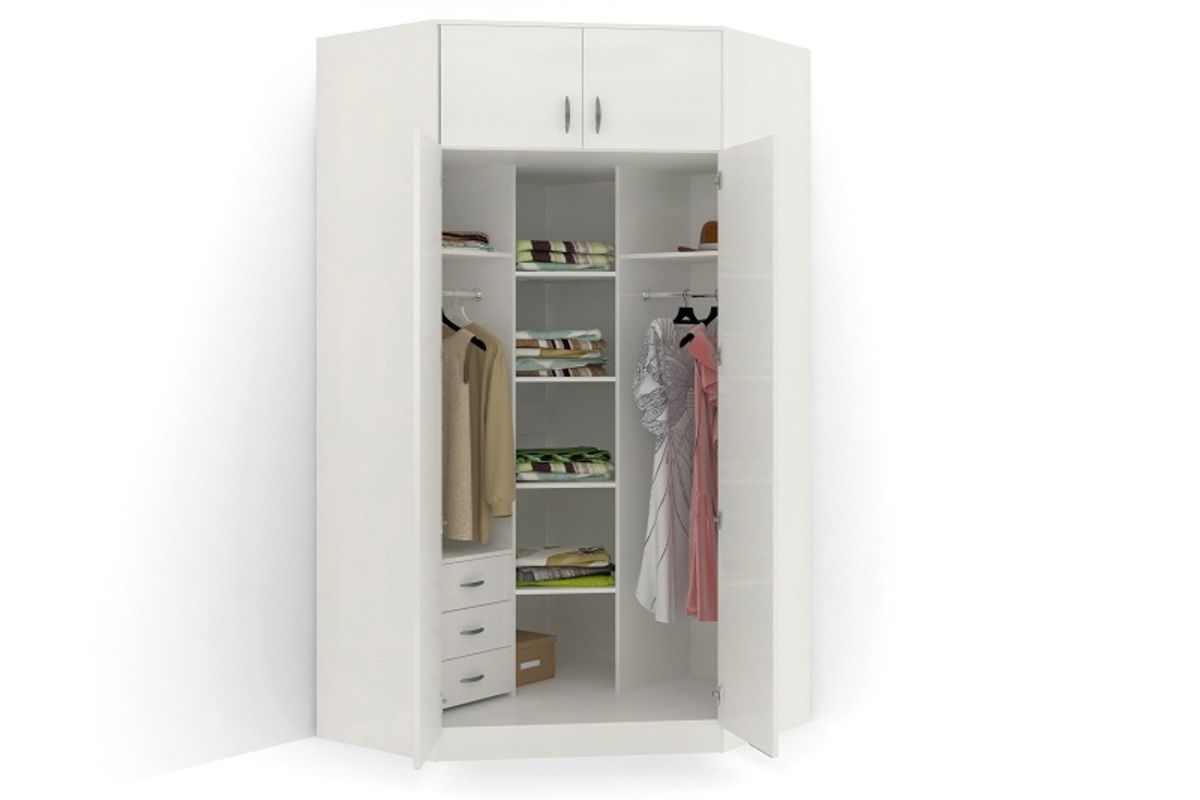 

Шкаф угловой Алиса-15 Белый для одежды четырёхдверный Мегамебель