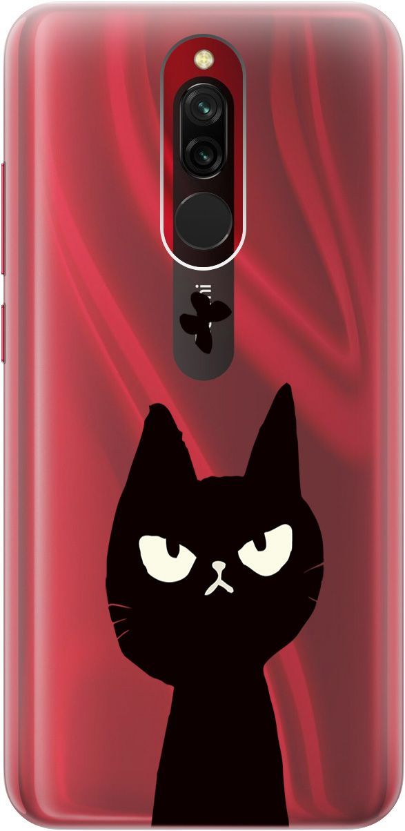 

Силиконовый чехол на Xiaomi Redmi 8 "Disgruntled Cat" прозрачный, Прозрачный;черный, 5543