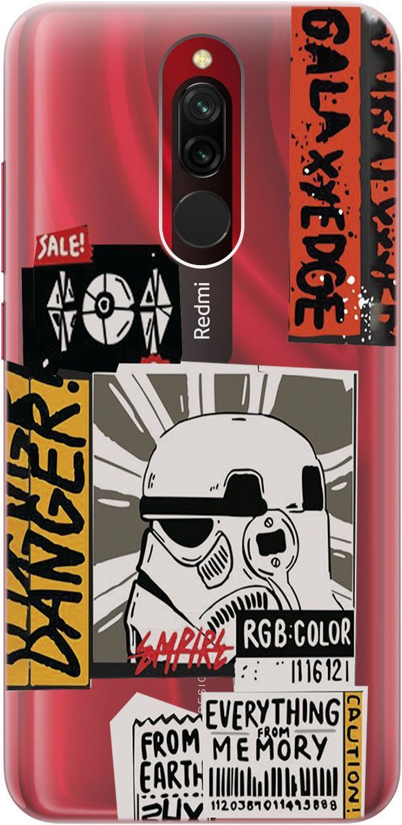 

Чехол на Xiaomi Redmi 8 "Stormtrooper Stickers" прозрачный, Прозрачный;белый, 5543