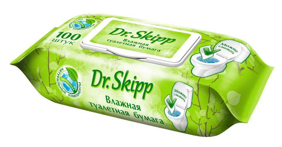 Влажная туалетная бумага Dr.Skipp, 400 шт. (4 уп. по 100 шт.), 8031