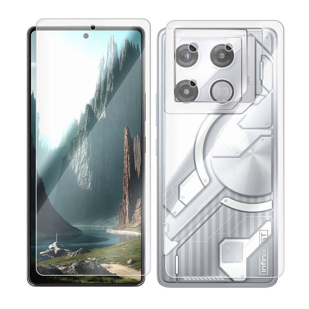 

Комплект из защитных гибридных стекол Krutoff для Infinix GT 20 Pro перед/зад/камера