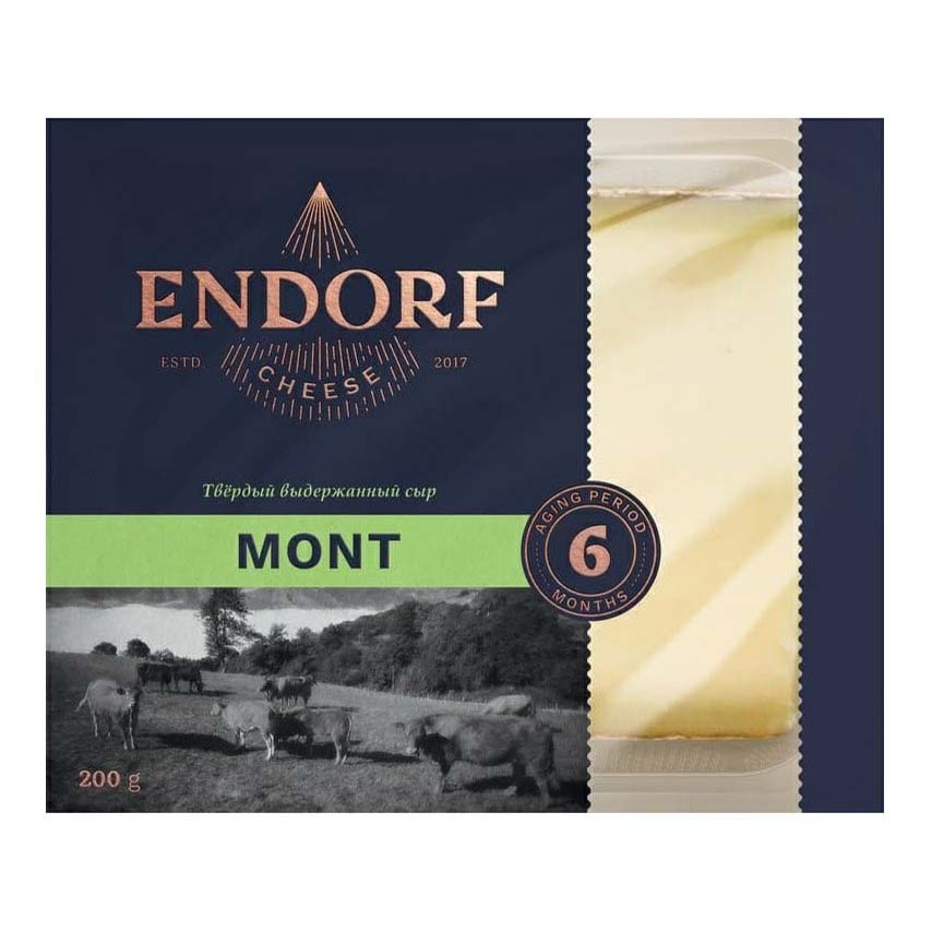 Сыр Endorf Mont твердый выдержанный 50% бзмж 200 г
