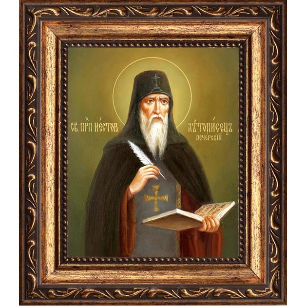 

Нестор Летописец Печерский Преподобный. Икона на холсте.