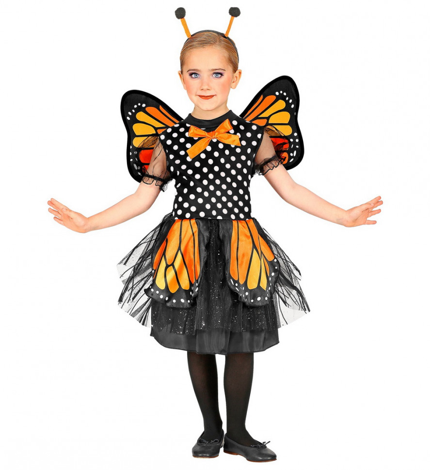 Карнавальный костюм NoBrand бабочка, оранжевый; черный, 128