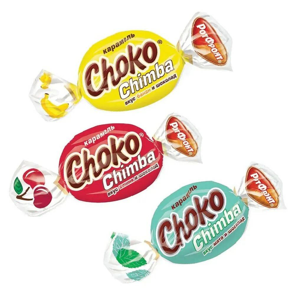 Карамель леденцовая РОТ ФРОНТ Choko Chimba ассорти (вишня, банан, мята), 5 кг