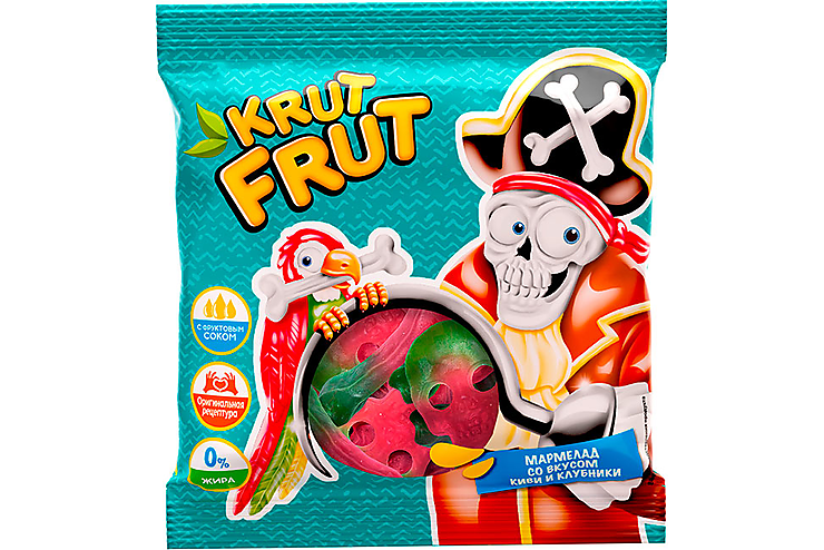 KrutFrut, мармелад жевательный в форме черепов и костей, 70 г, (6шт.)