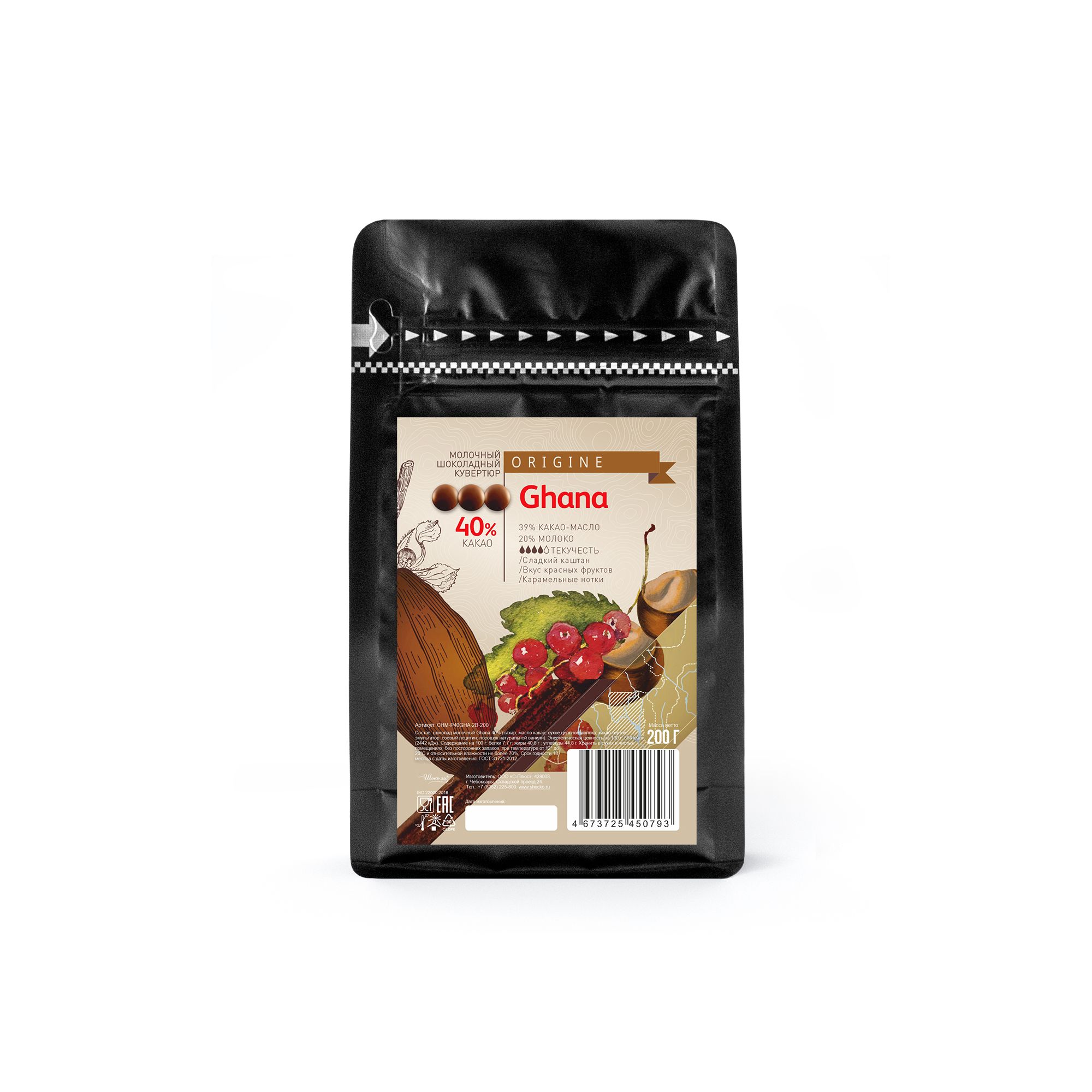 

Шоколад молочный Cacao Barry Ghana 40%, 0,2 кг, Cacao Barry Ghana 40%