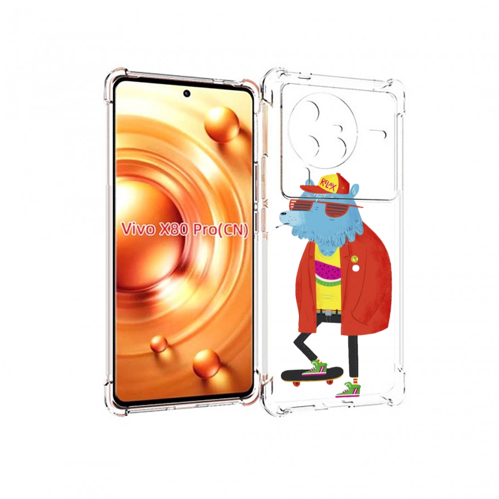 

Чехол MyPads медведь на скейте для Vivo X80 Pro, Прозрачный, Tocco
