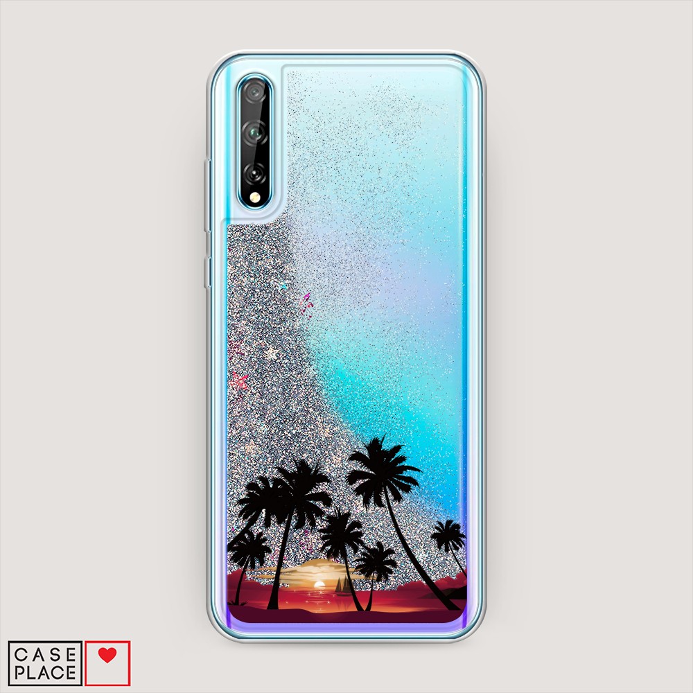

Чехол Awog на Huawei Y8p/Huawei P Smart S "Закат и пальмы", Разноцветный, 6103591-1