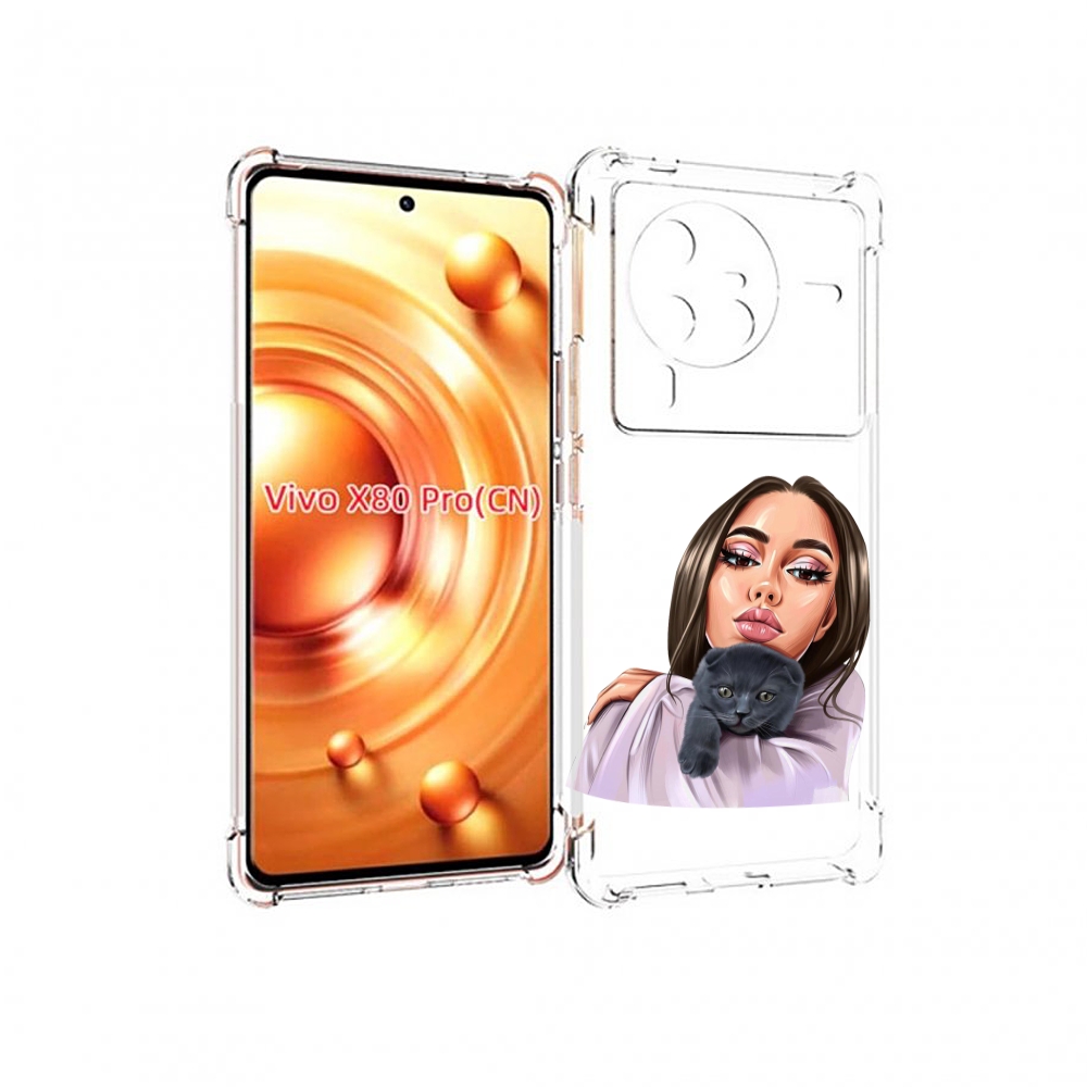 

Чехол MyPads нарисованная-девушка-с-котом женский для Vivo X80 PRO, Прозрачный, Tocco