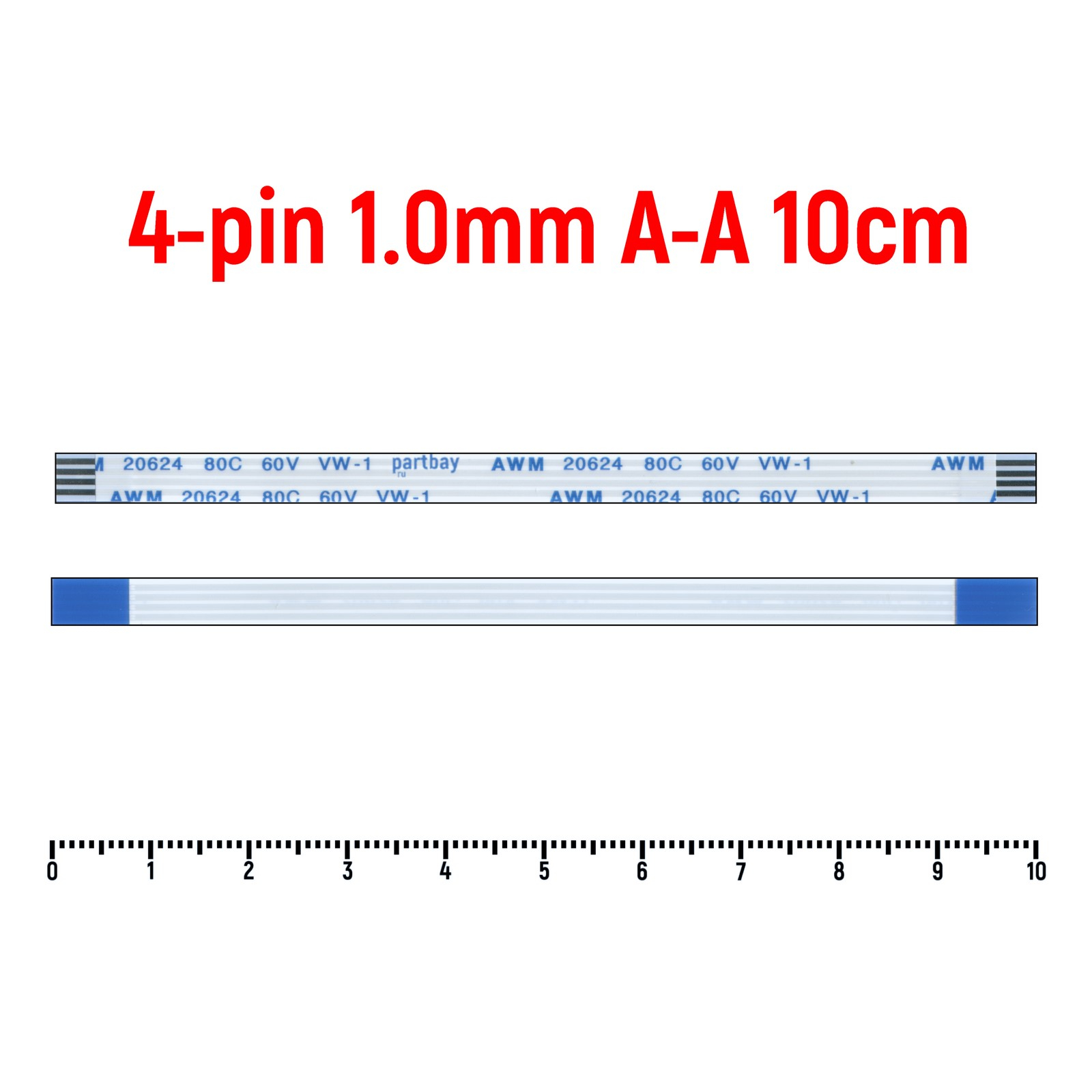 Шлейф FFC 4-pin Шаг 1.0mm Длина 10cm