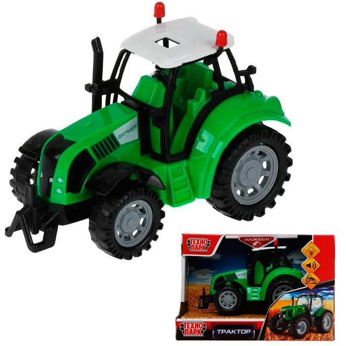 фото Модель 1901a101-r-green трактор 15 см технопарк в коробке