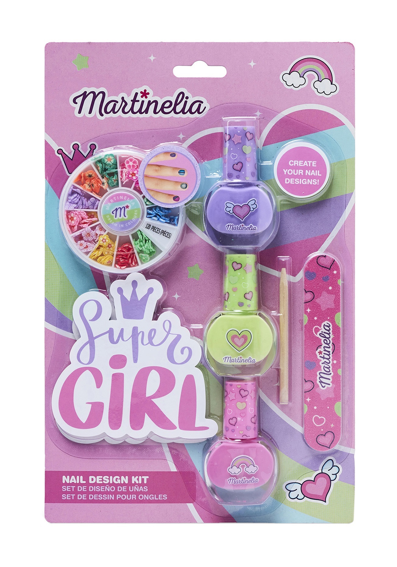 

Набор детской косметики для ногтей Martinelia Super Girl Nail Design Kit 6 предметов 11957, Розовый;зеленый;фиолетовый