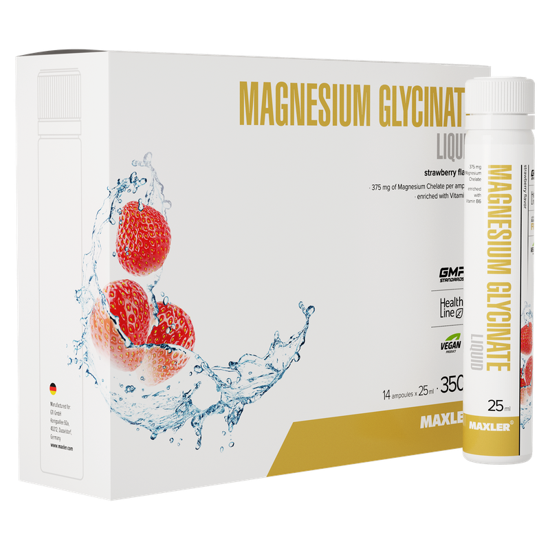 Глицинат магния Maxler Magnesium Glycinate Liquid, Клубника - 14 шт х 25 мг