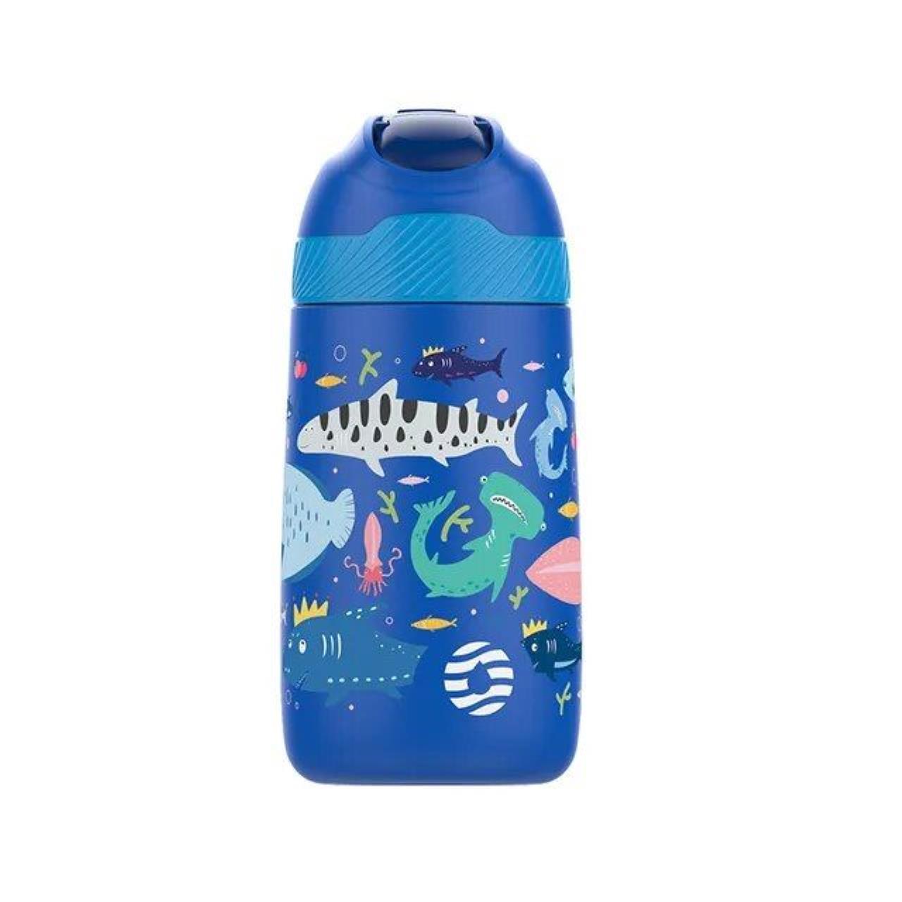 

Детский термос с соломинкой вакуумный FJbottle KJ-YY350 350мл, синий, KJ-YY350