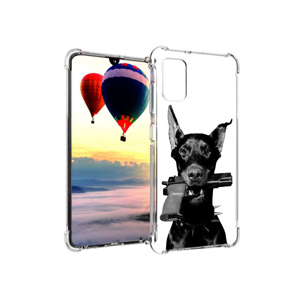 

Чехол MyPads Tocco для Samsung Galaxy A41 доберман с пистолетом (PT147427.483.331), Прозрачный, Tocco