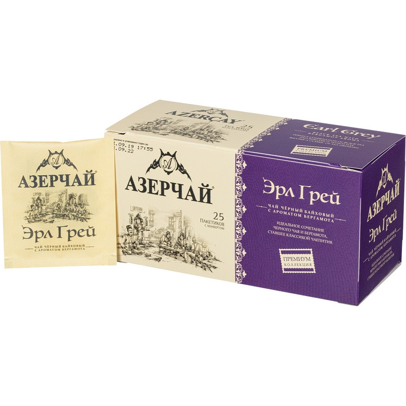 Чай Азерчай Premium Collection черн.с бергамотом с кон., 25пак 413641, (2шт.)