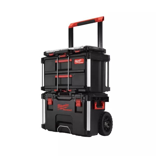 

Ящик на колесах Milwaukee Packout, с кейсом с выдвижными отсеками и органайзером 493247995, Красный;черный, 4932479957