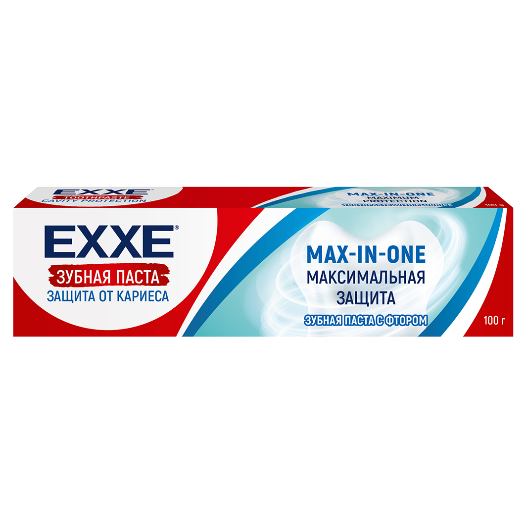 Зубная паста EXXE Максимальная защита от кариеса Max-in-one 100г r o c s biocomplex зубная паста активная защита 94 г