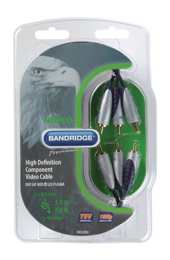 

Компонентный видеокабель 3RCA(M)-3RCA(M) Bandridge SVL 3303 3.0м (Серый)