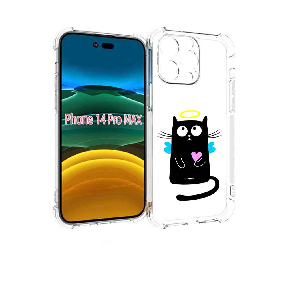 

Чехол MyPads Кот ангелок для iPhone 14 Pro Max, Прозрачный, Tocco