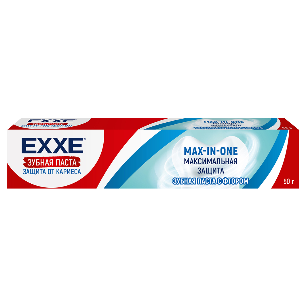 Зубная паста EXXE Максимальная защита от кариеса Max-in-one 50г зубная паста pepsodent cavity fighter защита от кариеса 75 г