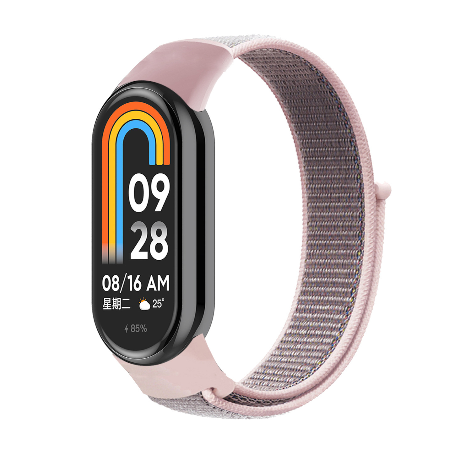 

Ремешок с нейлоновой петлей на липучке для Xiaomi Mi Band 8, темно-розовый, Mi Band 8